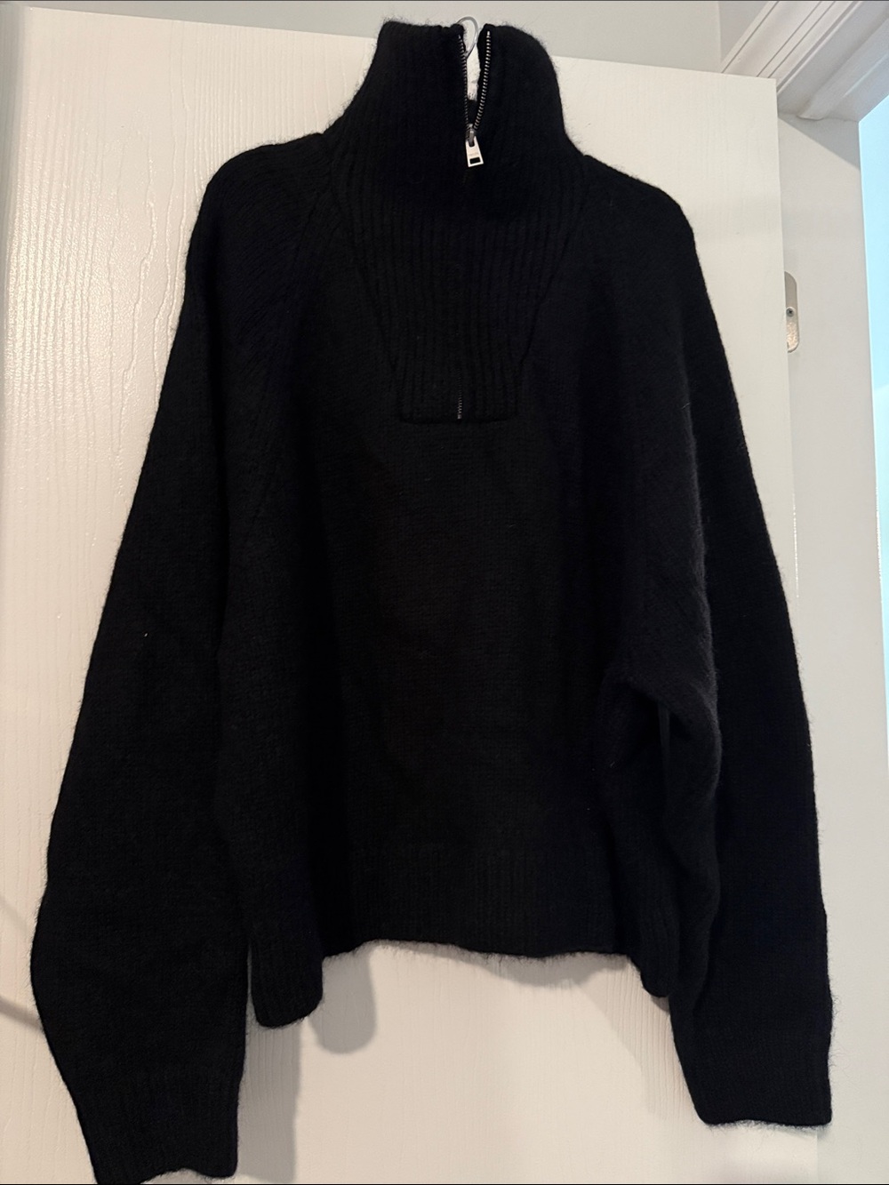 Women's Black Half-Zip Turtleneck Sweater